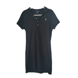 Ralph Lauren Sport Women's Polo Dress Black  Short Sleeve Cotton Preppy FLAWED